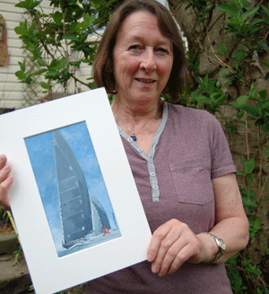 Image of Shirley Charman and her demonstration painting by John Scott Martin SAS 2013