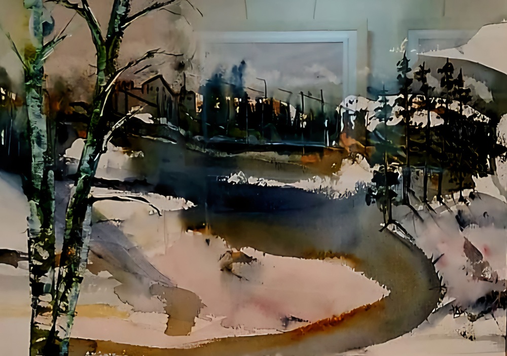 Winner, the Members' Prize, "The Old Sawmill" by Lena Jarl-Churm